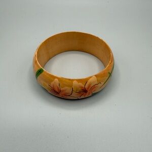 Hand painted floral wooden bangle
